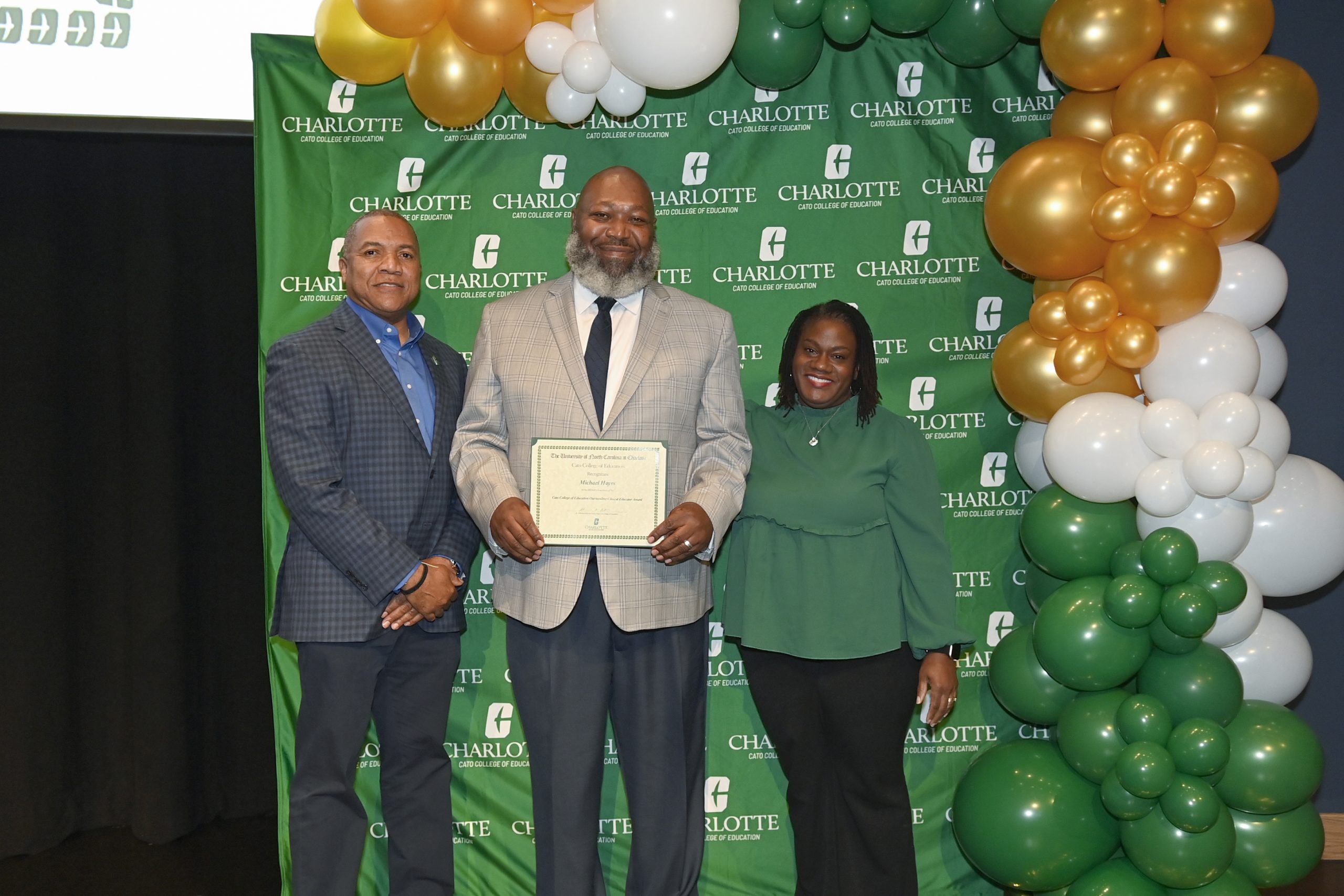 Michael Hayes being presented with the CE Award